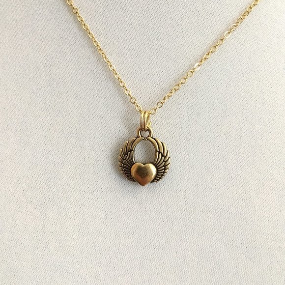 Miniature Heart Wings Winged Heart Love Heart Charm Gift Necklace - Picture 3 of 7